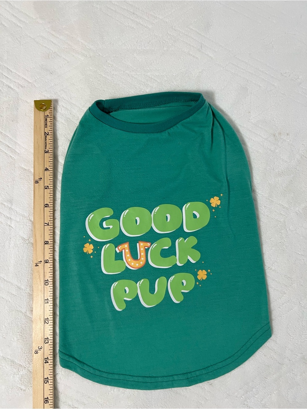 Top Paw Good Luck Pup Green Dog Tee